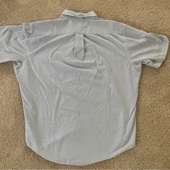 US Polo Assn Shirt Men's XL Blue White Stripped Button Up Short Sleeve Cotton - Picture 4 of 4